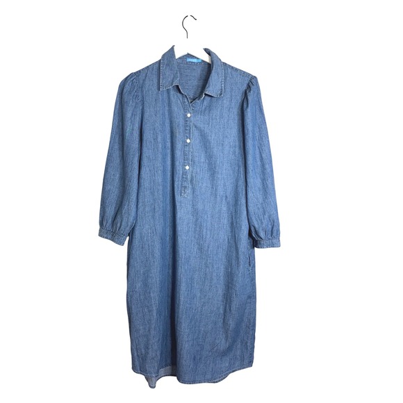 J.McLaughlin Dresses & Skirts - J.McLaughlin Womens Blue Denim Chambray Shirt Dress Midi Pockets Size L